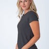 Maddy is 5'8", size 4 and wears a size S # Women's Vintage Black Crew | Fresh Clean Threads