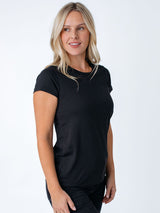 Maddy is 5'8", size 4 and wears a size S # Black Friday Women's Crew 5-Pack | Black Crew Tee | Fresh Clean Threads