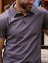 Colt is 6'2, 200lbs and wears a size M # Purple Galaxy Torrey Polo Lifestyle Size Medium | Fresh Clean Threads