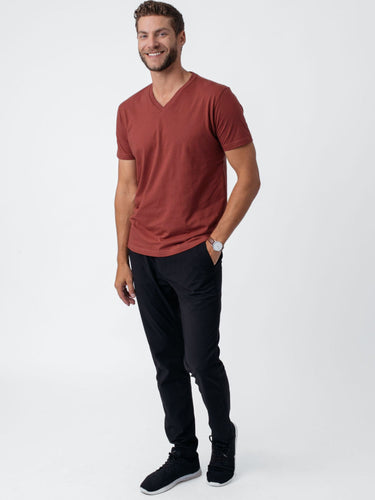 Joe is 6'2, 177LBS and wears a size L # Canyon V-Neck | Core Style | Fresh Clean Threads