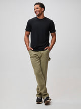 Mikah is 6'1" and wears a size medium # Black Onyx Tuff Tee Crew Neck Shirt | Heavyweight TuffSpun™ Fabric