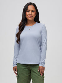 Nathalie is 5'6" and wears a size S # Women's Icicle Long Sleeve Crew Neck | Winter Collection | FCT