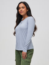 comfortable stratusoft fabric # StratuSoft™ Women's Long Sleeve Crew in Icicle | Fresh Clean Threads