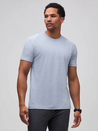 crafted with StratuSoft™ fabric # Icicle light blue crew neck t-shirt for men, StratuSoft™ fabric,