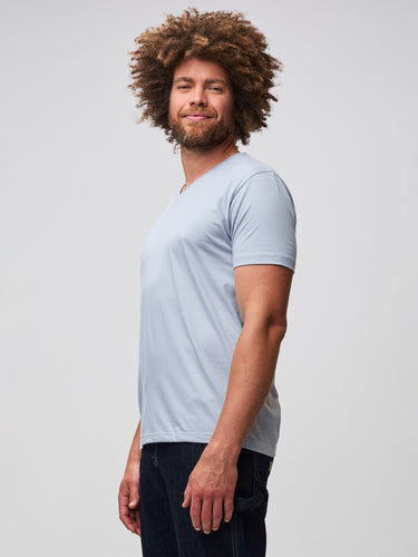 Matai is 6'5" and wears a size Large # V-Neck Tee Staples | Winter Collection | Fresh Clean Threads