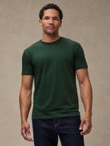 Mikah is 6'1" and wears a size medium # Spruce Crew Neck Tee | Ultra-Soft Material, Find Your Perfect Fit