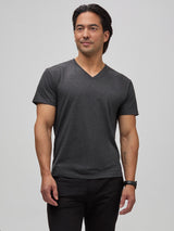 Kai is 5'8" and wears a size Medium Short  # Charcoal V-Neck now available in Short Length | Fresh Clean Threads