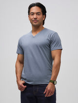 Kai is 5'8" and wears a size Medium Short  # Short Length Tees in V-Neck | Find Your Perfect Fit at Fresh Clean Threads
