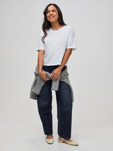 A loose fit with a little extra room # Women's Cropped Boxy Tee