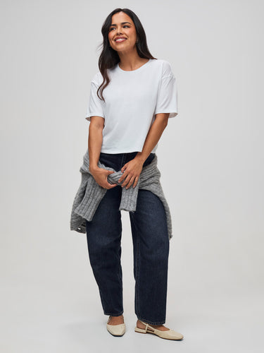 A loose fit with a little extra room # Women's Cropped Boxy Tee