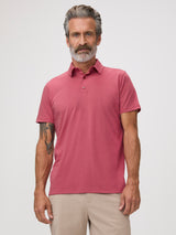 Michael is 6'1" and wears a size M # Coral Polo Shirts for Men | Resists fading, pilling, and stretching