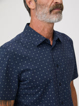 Stretch Fabric for Ultimate Mobility # Navy Print Shirts | Forgiving through the chest, shoulders, and midsection
