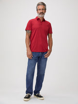 Michael is 6'1" and wears a size M # Torrey Polo in Chili Red | Model Wears Size Medium | FCT