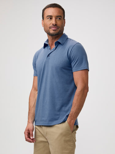 Chad is 6'1" and wears a size M # Monsoon Blue Polo | Model Wears Size Medium | FCT