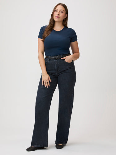 Versatile Styling Essential # Versatile Ribbed Crew Tee in Dark Navy | Fresh Clean Threads