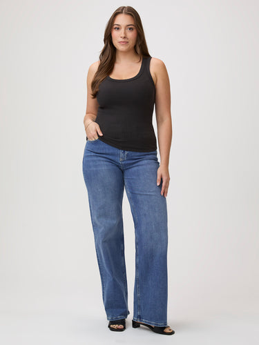 One tank. Every outfit. # Women's black ribbed tank - fitted scoop neck, soft ribbed fabric, bra-friendly, holds its shape