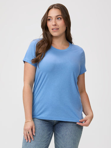Everyday Essential Tees # Women's relaxed fit Denim Blue crew neck tee | Women's Premium blue t-shirt collection