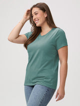 Laurel is 5'7" and wears a size M # Women's Sagebrush Crew Tee | Model Wears Medium | FCT