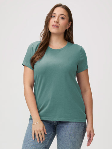 Sagebrush green women's crew neck t-shirts | long-lasting women's tees, premium basics