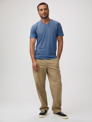 Casual and Comfortable # Monsoon Blue V-Neck with Khaki Pants | Casual Style at FCT