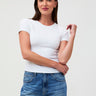 Ribbed Crew Tee in White | Paired with Blue Jeans | Women's Style at FCT