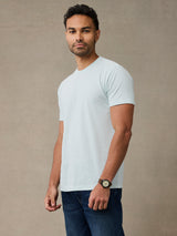 breathable cotton poly fabric in light mint green crew neck tee