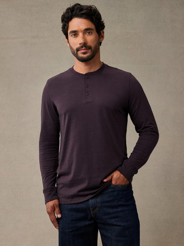 mulberry cotton poly henley for men comfort fashionable best fitting long sleeve shirt