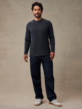 breathable long sleeve heathered grey henley for men