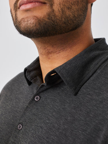 Charcoal Performance Polo Details Studio | Fresh Clean Threads