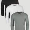 Foundation Thermal Long Sleeve Crew 3-Pack: Black, White, Mercury Green | Fresh Clean Threads
