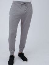 Joe is 6'2, 177LBS and wears a size L # Joggers | Heather Grey Day Off Jogger | Fresh Clean Threads