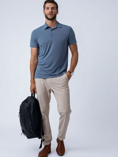 Joe is 6'2, 177LBS and wears a size L # Men's Wedgewood Performance Polos | Fresh Clean Threads