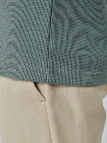 Mercury Green Thermal Long Sleeve Crew Hem Details | Fresh Clean Threads