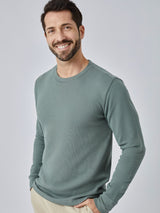 Patrick is 5'10", 163LBS and wears a size M # Foundation Thermal Long Sleeve Crew 3-Pack | Mercury Green Thermal | Fresh Clean Threads