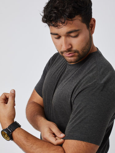 Matheus is 6', 210LBS and wears a size XL # Core Performance Crew 3-Pack Studio Size XL | Fresh Clean Threads Canada