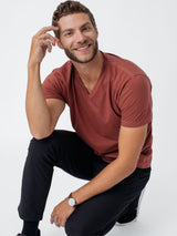 Joe is 6'2, 177LBS and wears a size L # Canyon V-Neck | Winter Collection | Core Styles | Fresh Clean Threads
