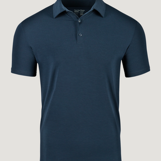Navy Performance Polo Ghost Mannequin | Fresh Clean Threads