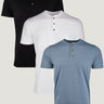 Men's Short SleeveHenley Shirts | Black, White, Wedgewood Men's Henley Shirts