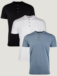Men's Short SleeveHenley Shirts | Black, White, Wedgewood Men's Henley Shirts