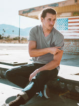 Justin is 6'1 and wears size m # Saver's V-Neck 3-Pack | Justin wears size Medium | Fresh Clean Threads