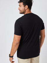 Matheus is 6', 210LBS and wears a size XL # All Black Performance Crew 5-pack Model Size XL Back Angle | Fresh Clean Threads