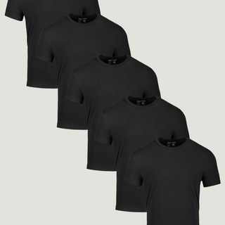 All Black Crew Neck Tee Shirt 5-Pack Ghost Mannequin | Fresh Clean Threads
