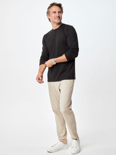 Our Bestselling Classic Black Long Sleeve Tee # Men's Long Sleeve Crew Tee in Black | Fresh Clean Threads