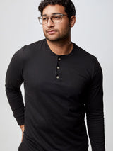 Matheus is 6', 210LBS and wears a size XL # Men's Long Sleeve Henleys in Black | Built for Everyday Wear