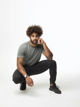 Joe is 6', 180LBS and wears a size L # Top Men's Performance Joggers | Moisture-Wicking, Stretch, and Secure Fit