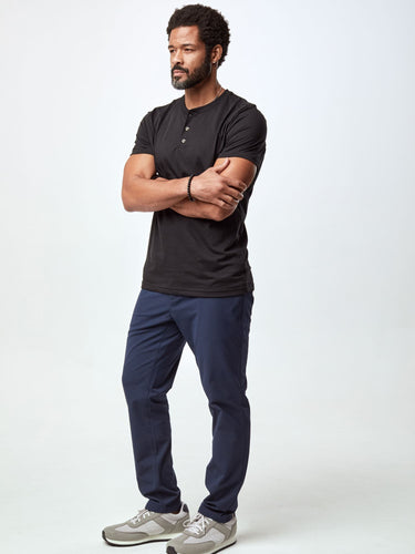 Jarrett is 6', 168lbs and wears a size M # Black Men's Short Sleeve Henley Shirts | Great look, Perfect Fit, The Right Price