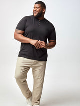 A timeless style with standout details # Black Short Sleeve Henley Shirt for Men | Fresh Clean Threads