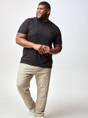 A timeless style with standout details # Black Short Sleeve Henley Shirt for Men | Fresh Clean Threads