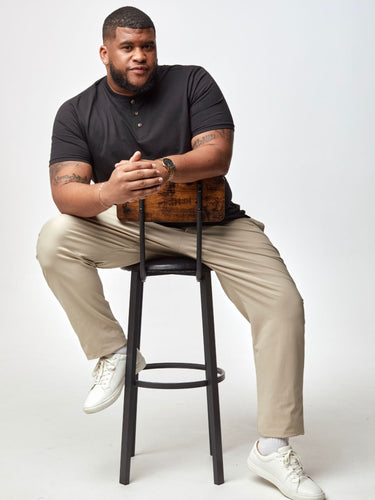 Look sharp & comfortable in our Black Henley Shirt # Black Henley Men's Short Sleeves | Fresh Clean Threads