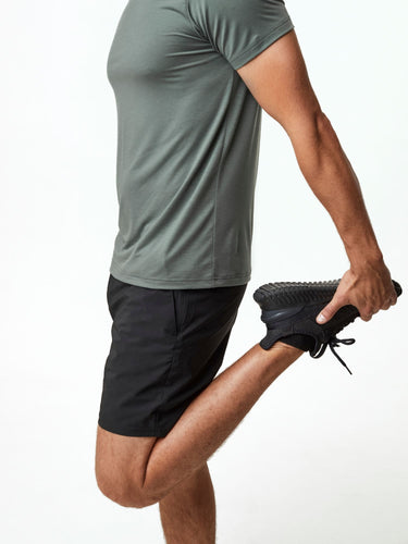 Joe is 6'2, 177LBS, waist size 32, and wears a size M # Stretch Performance Shorts | Best Selling Colors | Fresh Clean Threads